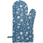 Gant de cuisine en tissu Provenal Jaune Bleu motif Flors