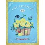 Torchon de cuisine 47 x 67 cm motif "Citrons de Provence" coloris Vert Sauge