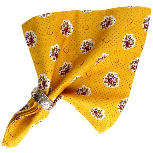 Serviette de table 45x45 cm Jaune motif Provençal Fleurettes